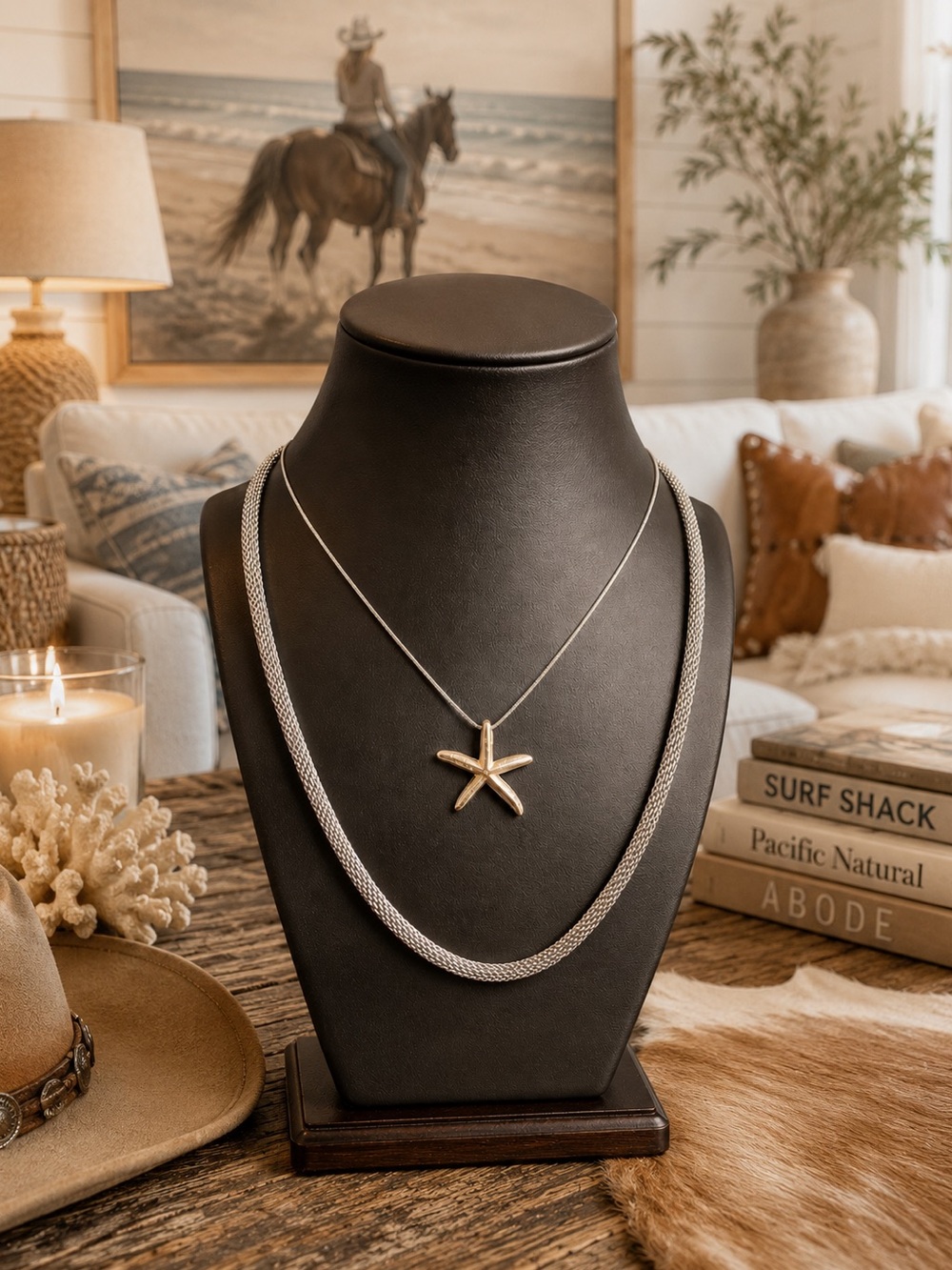Brighton Starfish Necklace Set 26” Mesh Chain & 925 Sterling Sand Dollar Pendant - Picture 3 of 11